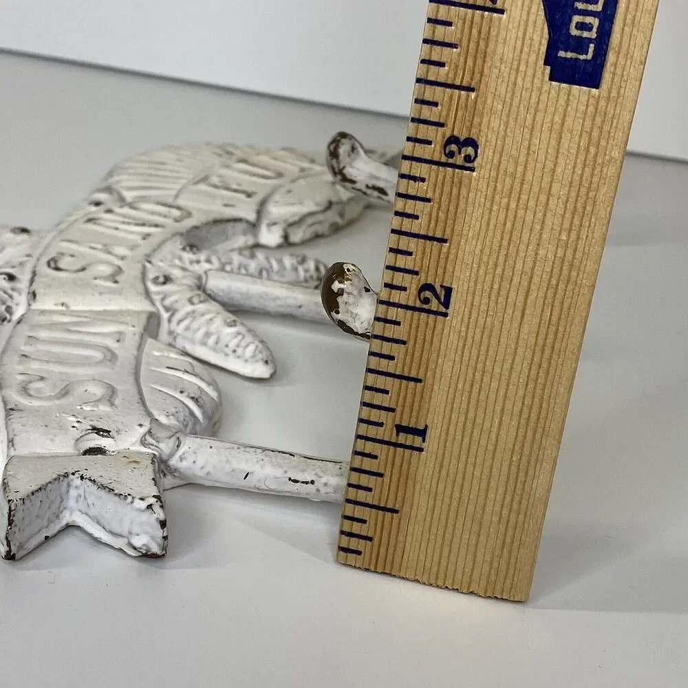 Beachy Cast‎ Iron Key Hook Sun Sand Fun Beach Shell Starfish Chippy Nautical